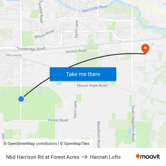 Nbd Harrison Rd at Forest Acres to Hannah Lofts map