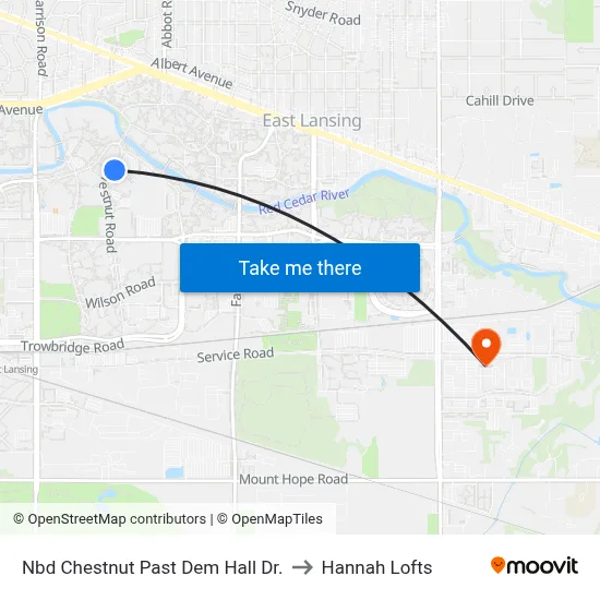 Nbd Chestnut Past Dem Hall Dr. to Hannah Lofts map