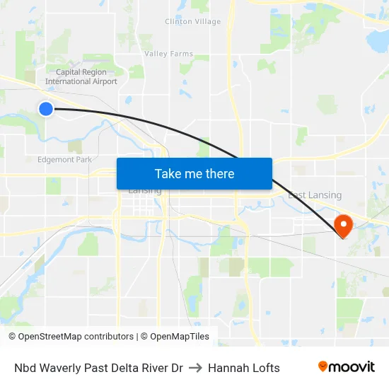 Nbd Waverly Past Delta River Dr to Hannah Lofts map