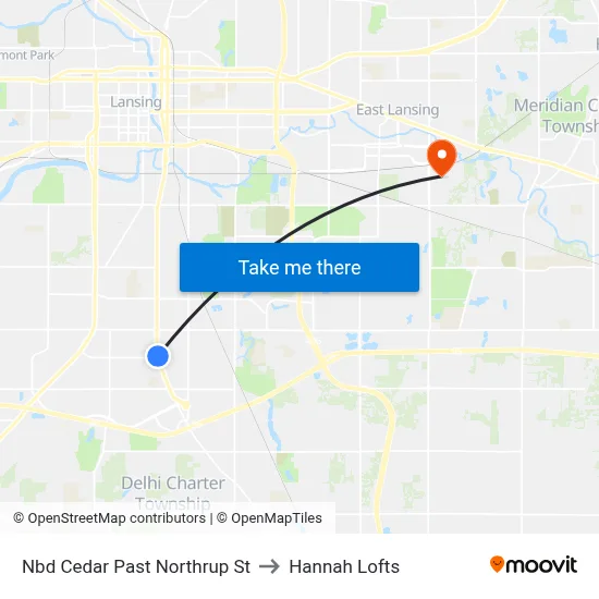 Nbd Cedar Past Northrup St to Hannah Lofts map