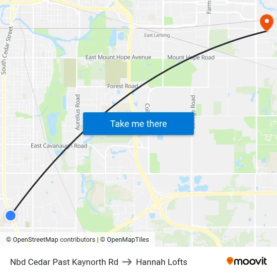 Nbd Cedar Past Kaynorth Rd to Hannah Lofts map