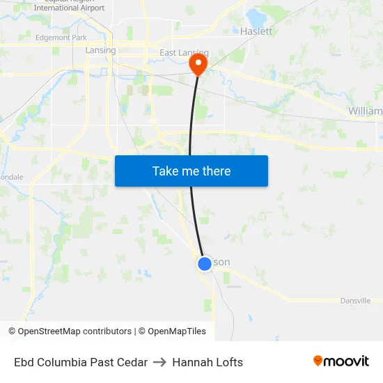 Ebd Columbia Past Cedar to Hannah Lofts map