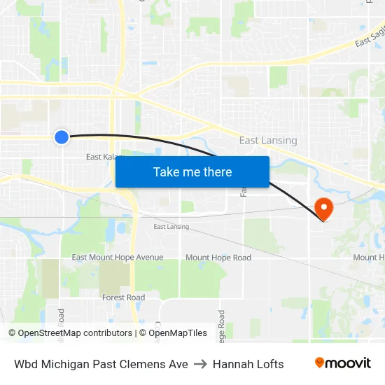 Wbd Michigan Past Clemens Ave to Hannah Lofts map