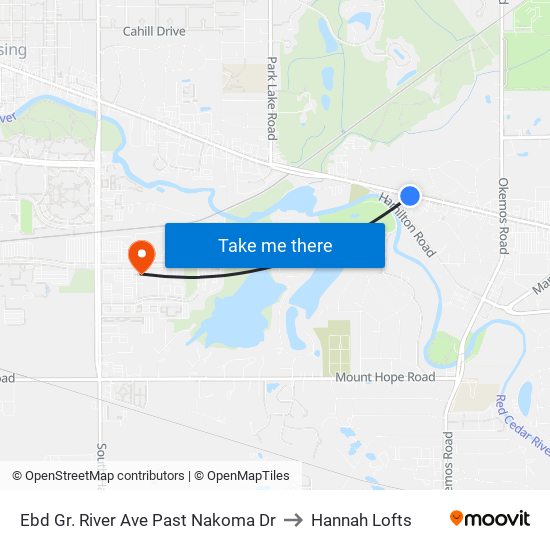 Ebd Gr. River Ave Past Nakoma Dr to Hannah Lofts map