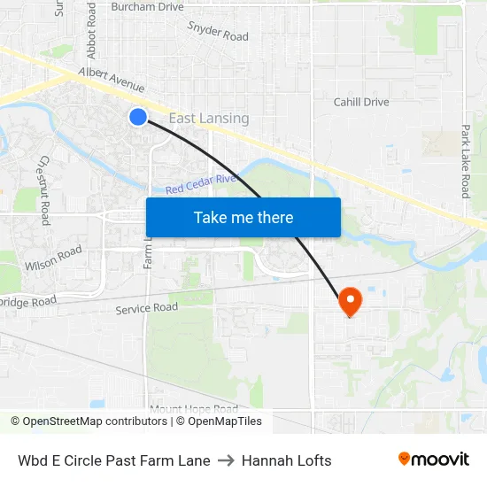 Wbd E Circle Past Farm Lane to Hannah Lofts map