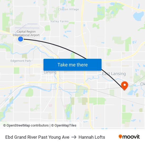 Ebd Grand River Past Young Ave to Hannah Lofts map