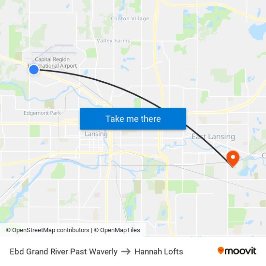 Ebd Grand River Past Waverly to Hannah Lofts map