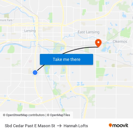 Sbd Cedar Past E Mason St to Hannah Lofts map