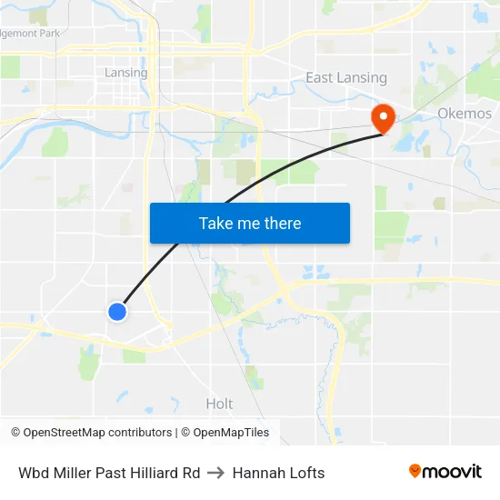 Wbd Miller Past Hilliard Rd to Hannah Lofts map