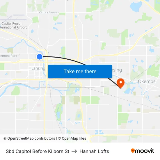 Sbd Capitol Before Kilborn St to Hannah Lofts map