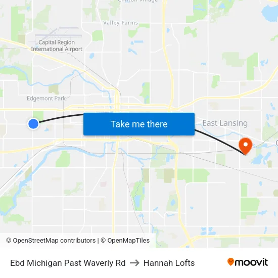 Ebd Michigan Past Waverly Rd to Hannah Lofts map