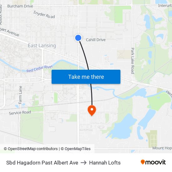 Sbd Hagadorn Past Albert Ave to Hannah Lofts map