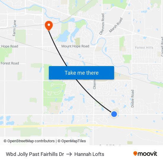 Wbd Jolly Past Fairhills Dr to Hannah Lofts map