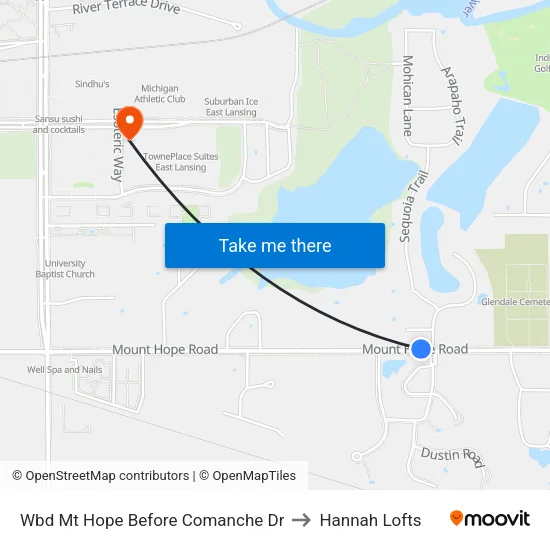 Wbd Mt Hope Before Comanche Dr to Hannah Lofts map