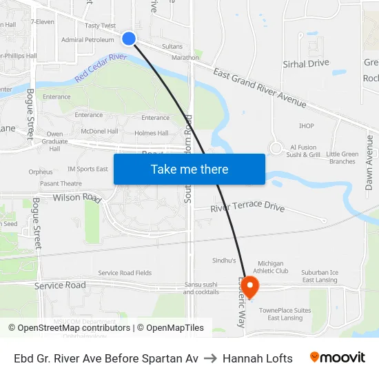 Ebd Gr. River Ave Before Spartan Av to Hannah Lofts map