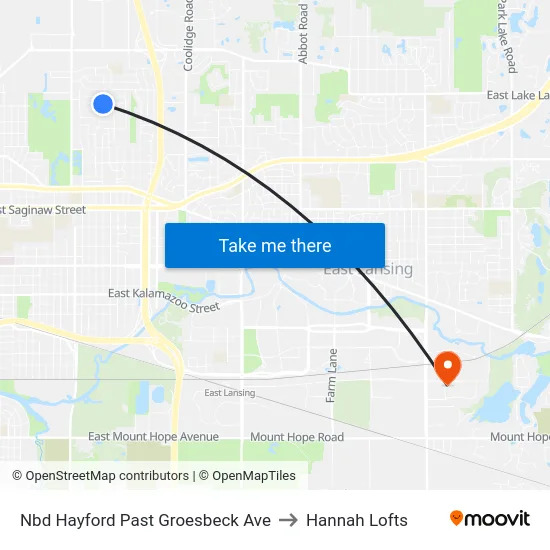 Nbd Hayford Past Groesbeck Ave to Hannah Lofts map