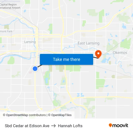 Sbd Cedar at Edison Ave to Hannah Lofts map
