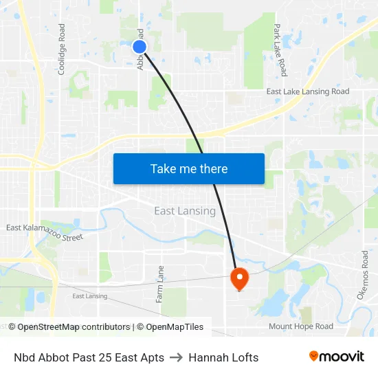 Nbd Abbot Past 25 East Apts to Hannah Lofts map