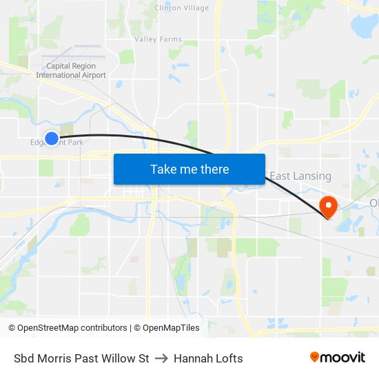 Sbd Morris Past Willow St to Hannah Lofts map