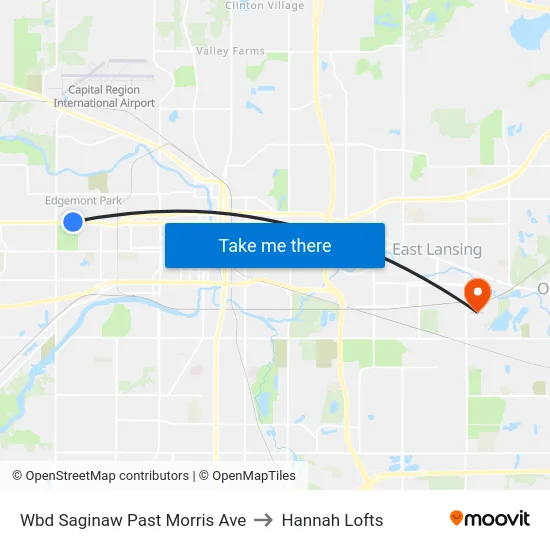 Wbd Saginaw Past Morris Ave to Hannah Lofts map