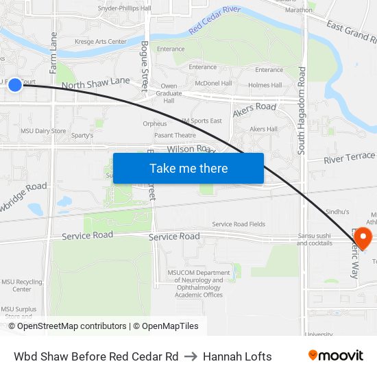 Wbd Shaw Before Red Cedar Rd to Hannah Lofts map