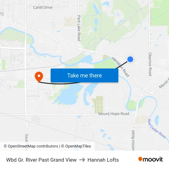 Wbd Gr. River Past Grand View to Hannah Lofts map