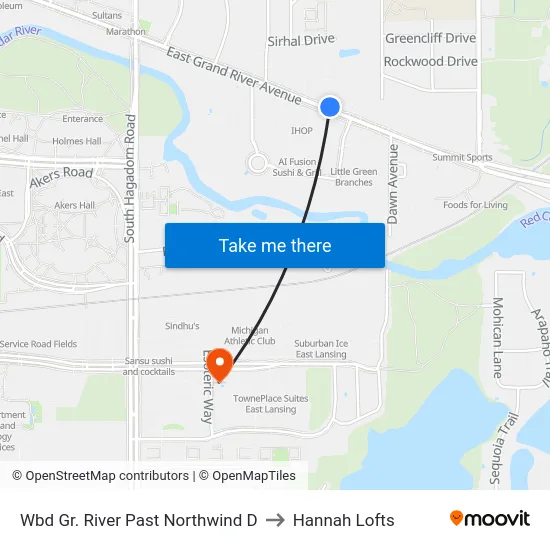 Wbd Gr. River Past Northwind D to Hannah Lofts map