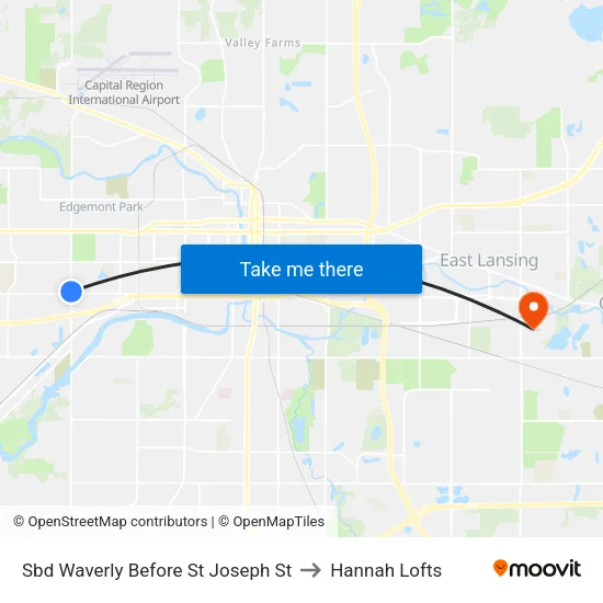 Sbd Waverly Before St Joseph St to Hannah Lofts map