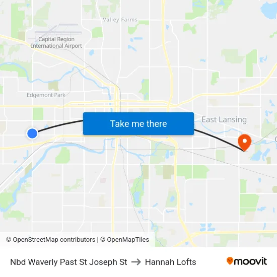 Nbd Waverly Past St Joseph St to Hannah Lofts map