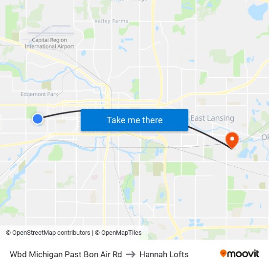 Wbd Michigan Past Bon Air Rd to Hannah Lofts map