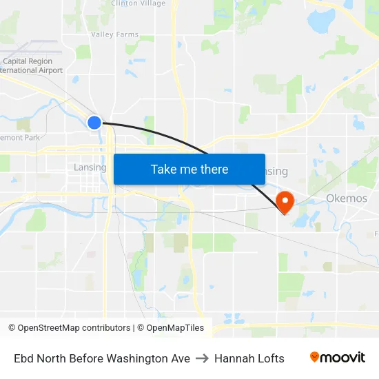 Ebd North Before Washington Ave to Hannah Lofts map