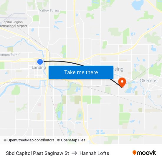 Sbd Capitol Past Saginaw St to Hannah Lofts map