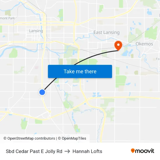 Sbd Cedar Past E Jolly Rd to Hannah Lofts map