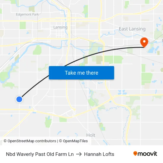 Nbd Waverly Past Old Farm Ln to Hannah Lofts map