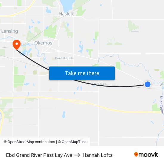 Ebd Grand River Past Lay Ave to Hannah Lofts map