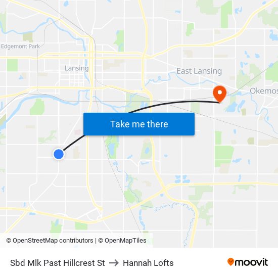 Sbd Mlk Past Hillcrest St to Hannah Lofts map