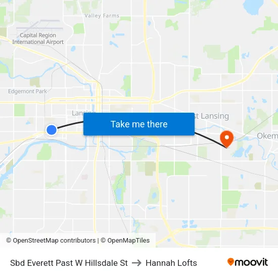 Sbd Everett Past W Hillsdale St to Hannah Lofts map