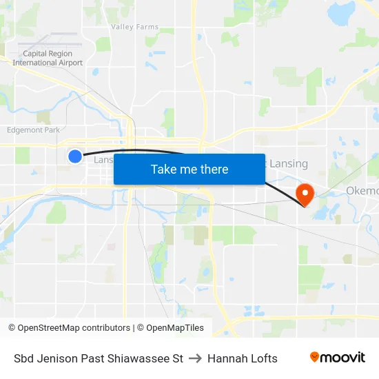 Sbd Jenison Past Shiawassee St to Hannah Lofts map