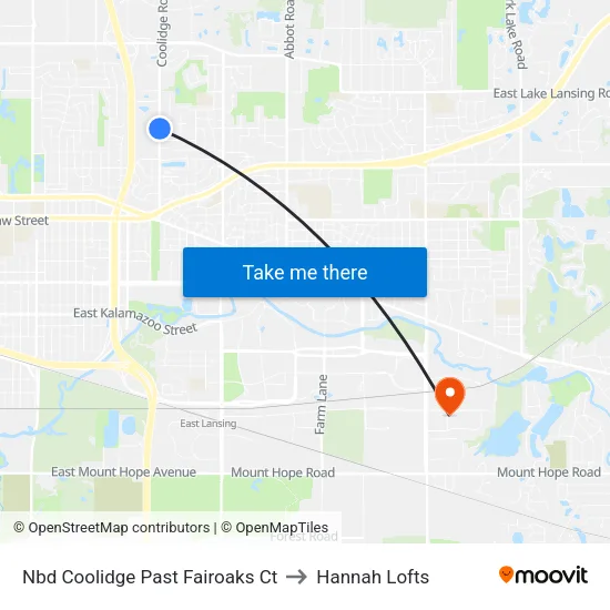 Nbd Coolidge Past Fairoaks Ct to Hannah Lofts map