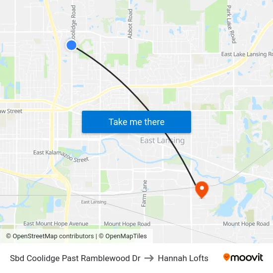 Sbd Coolidge Past Ramblewood Dr to Hannah Lofts map