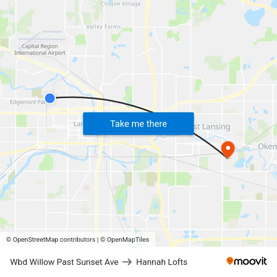 Wbd Willow Past Sunset Ave to Hannah Lofts map