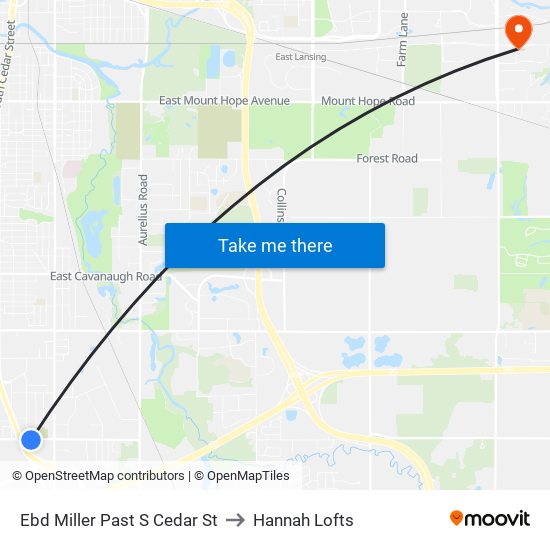 Ebd Miller Past S Cedar St to Hannah Lofts map