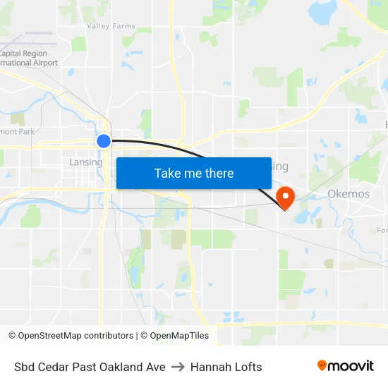 Sbd Cedar Past Oakland Ave to Hannah Lofts map