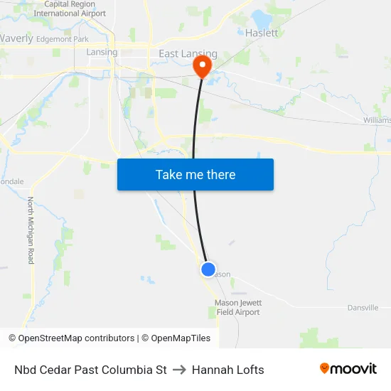 Nbd Cedar Past Columbia St to Hannah Lofts map