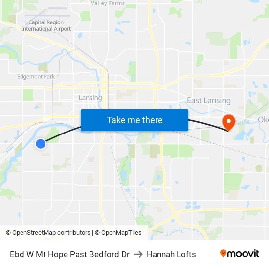 Ebd W Mt Hope Past Bedford Dr to Hannah Lofts map