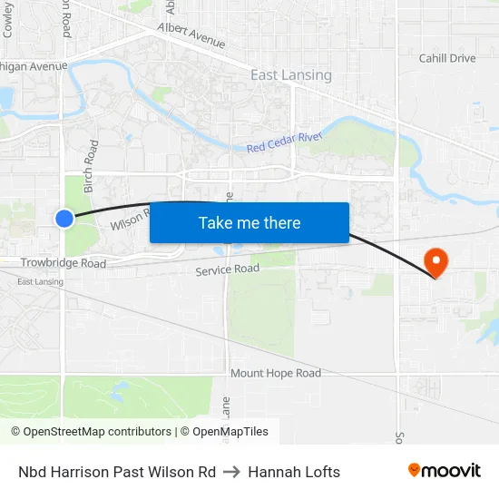 Nbd Harrison Past Wilson Rd to Hannah Lofts map