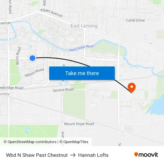 Wbd N Shaw Past Chestnut to Hannah Lofts map