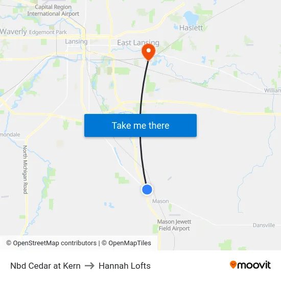 Nbd Cedar at Kern to Hannah Lofts map