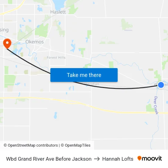 Wbd Grand River Ave Before Jackson to Hannah Lofts map