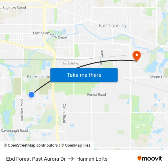Ebd Forest Past Aurora Dr to Hannah Lofts map
